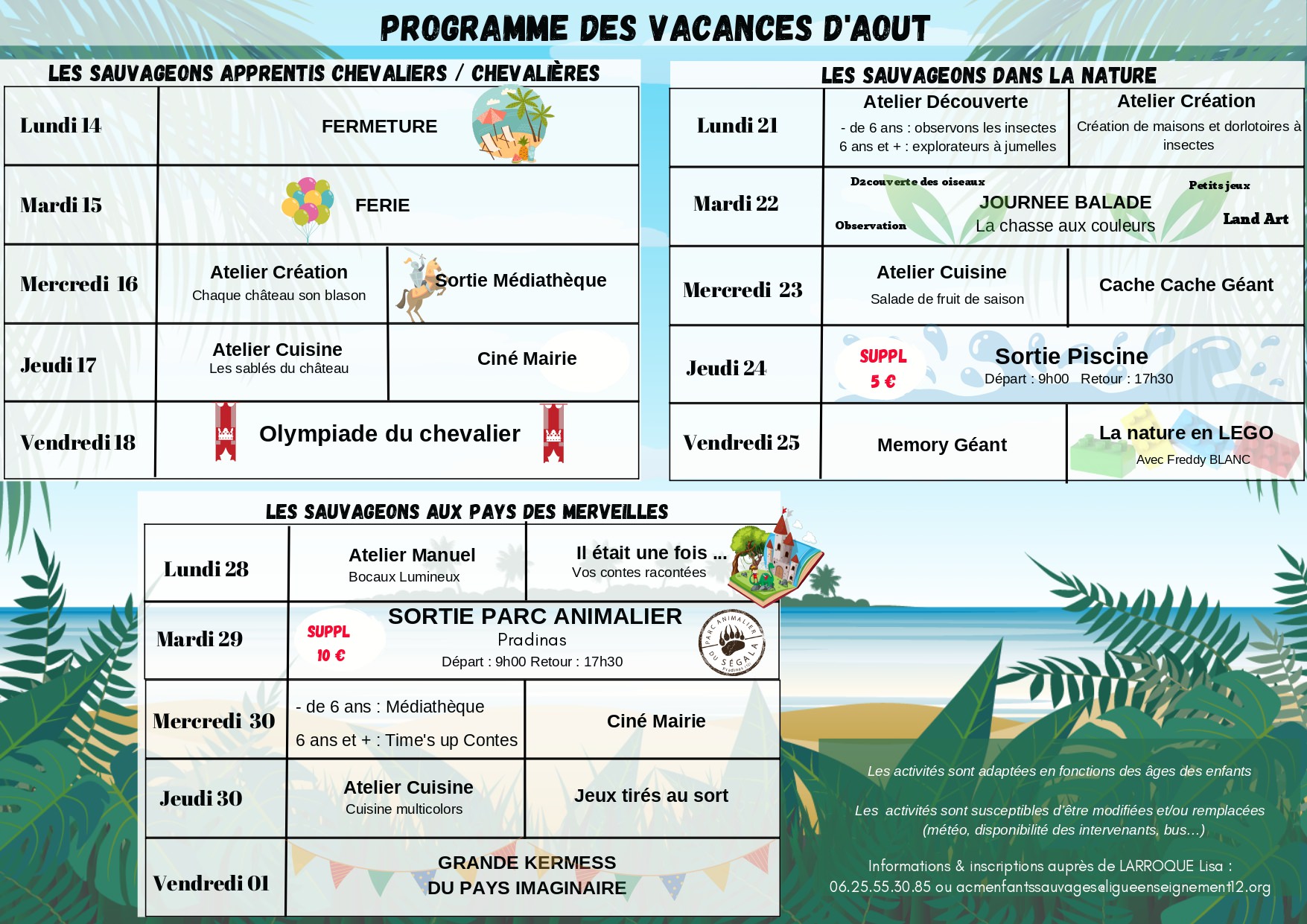 Programme de l'été au centre de loisirs ! - Commune de Cassagnes-Bégonhès