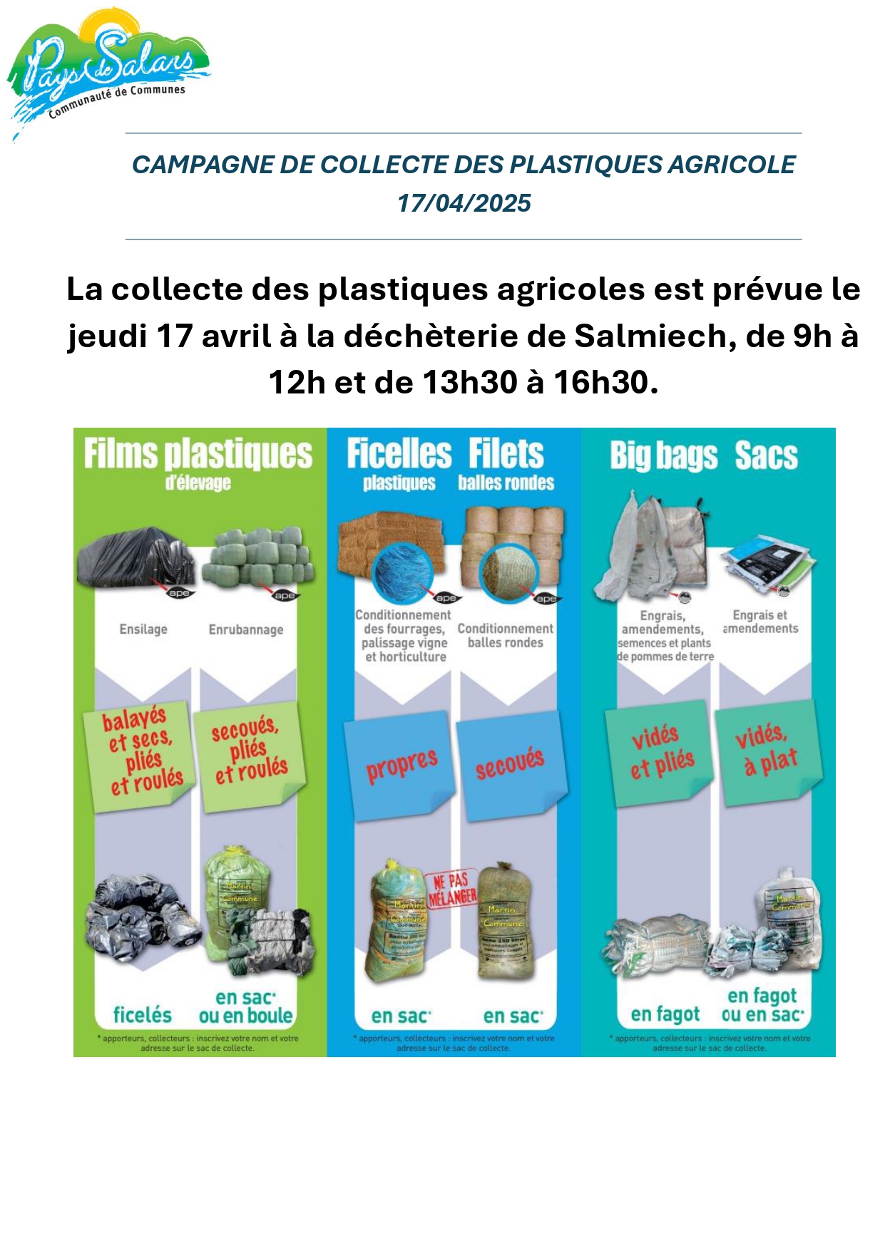 Lire la suite à propos de l’article Collecte des plastiques agricoles